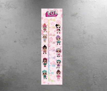 Ростомір-наклейка "Ляльки LOL" 28 х 100 см. (Фон рожеві квіти)	